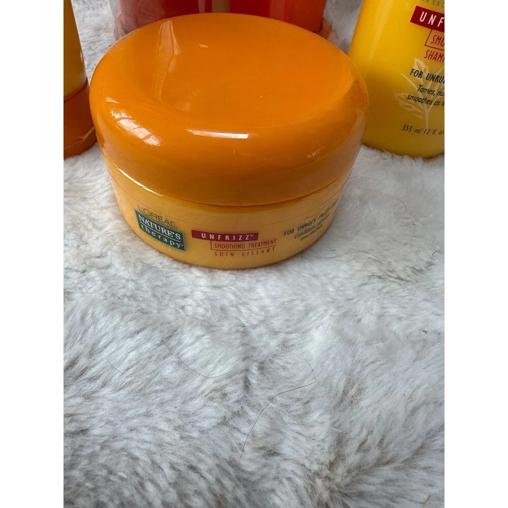 Vintage L'Oreal Nature's Therapy Unfrizz Smoothing Treatment Kit Travel Gift Bag